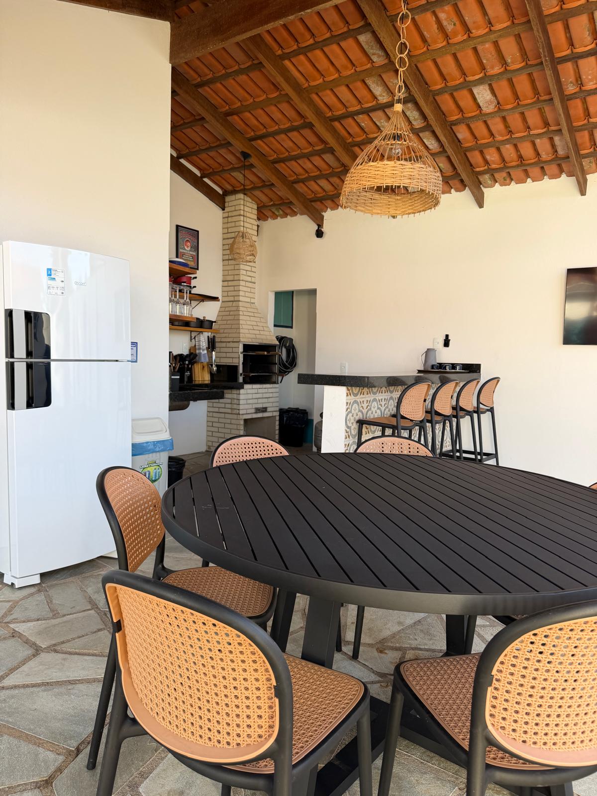 Outdoor kitchen and dining area